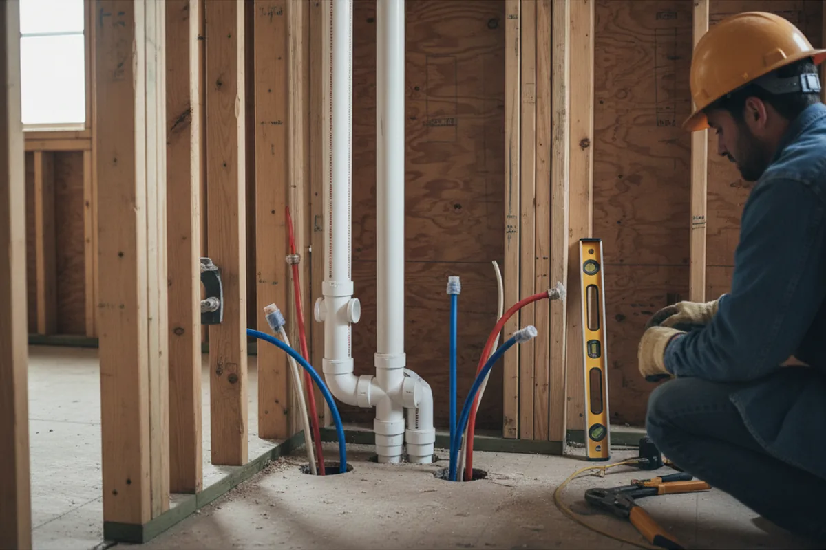 Drain and supply rough-in during Leak Detection in Manistee