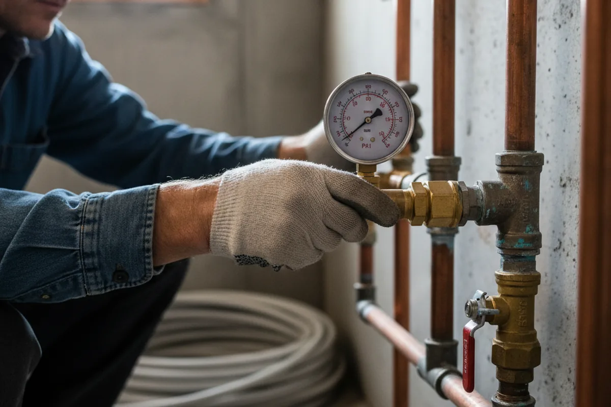 Pressure testing a repaired line during Water Line Repair in Manistee